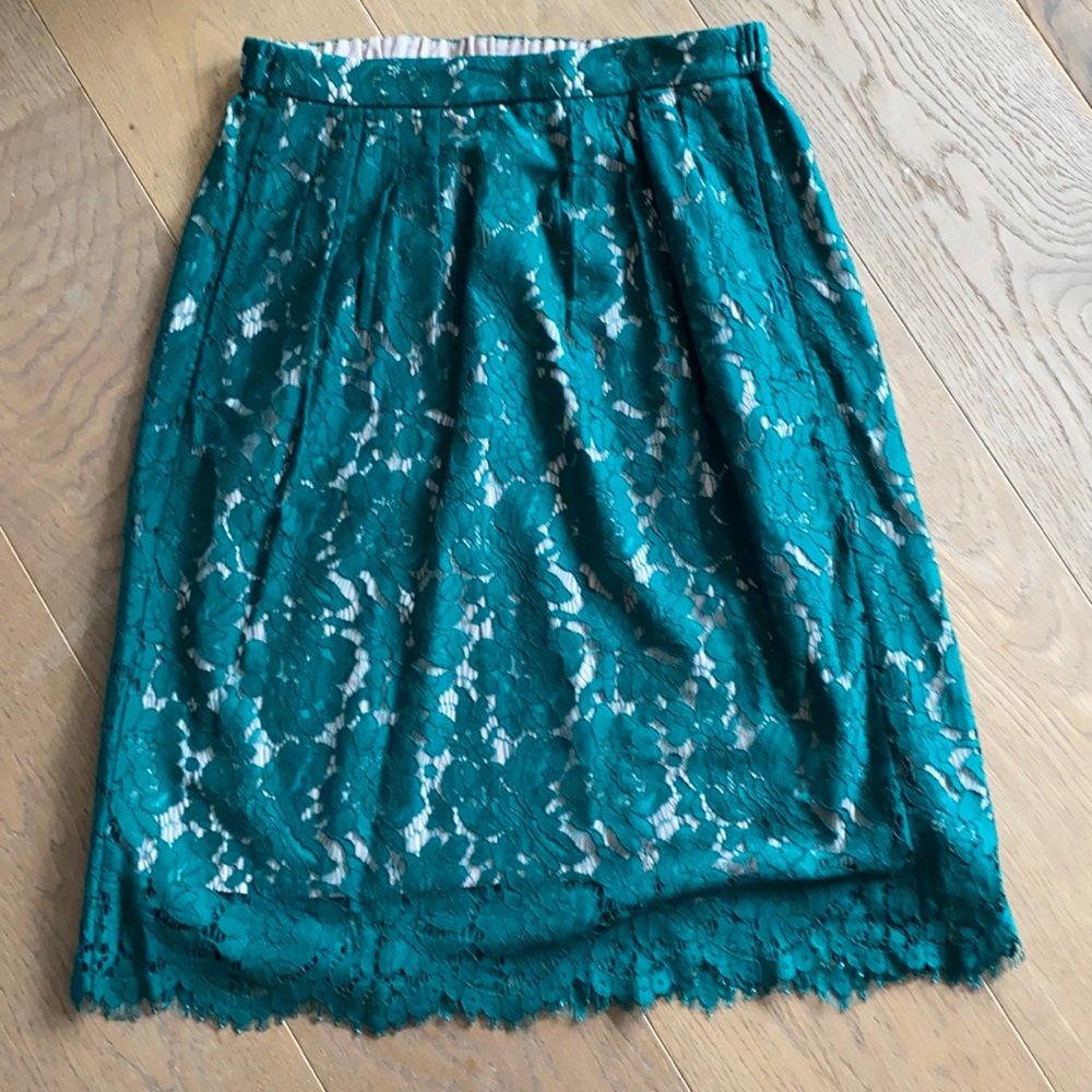 J. Crew green lace skirt size 4